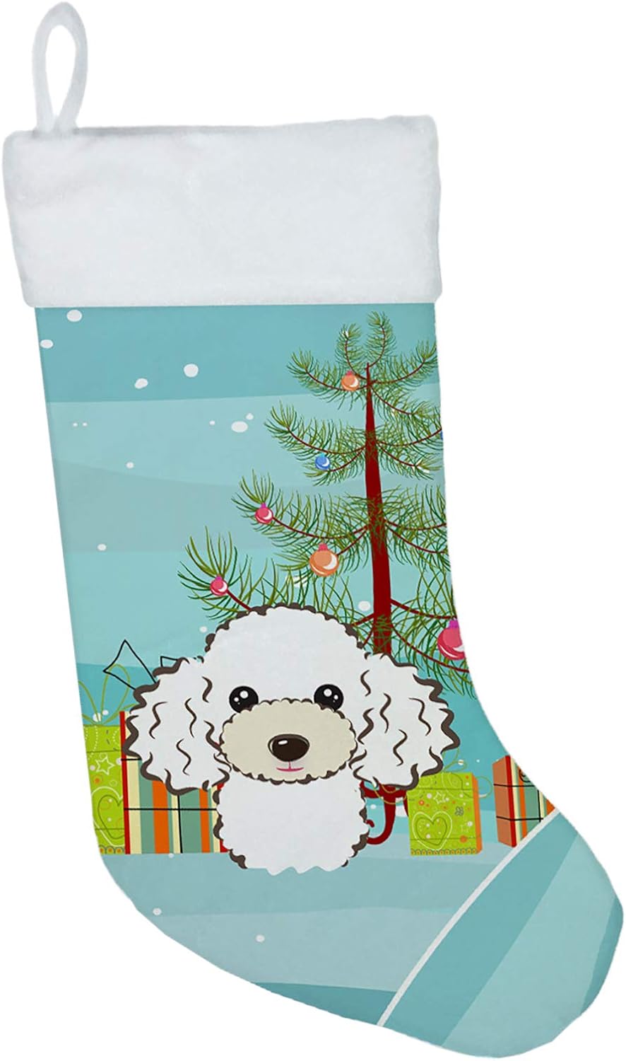 Shih Tzu Christmas Stocking - Chocolate Brown Dog Holiday Decor for Fireplace