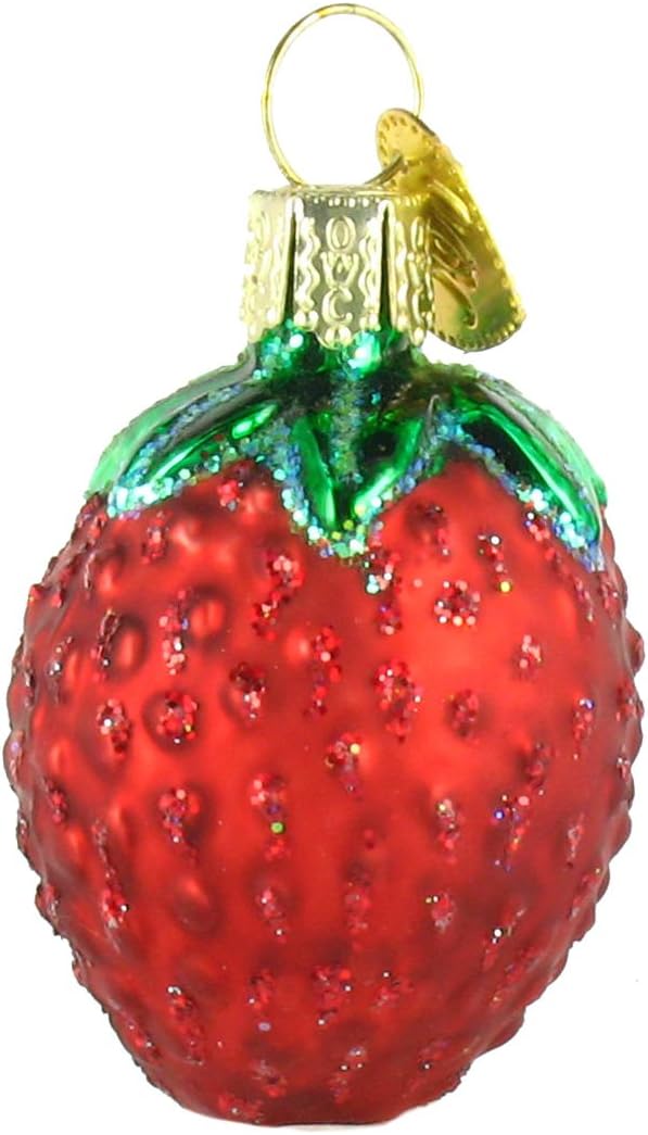 Chocolate Dipped Strawberry Glass Blown Christmas Ornaments - Old World Christmas (28116)