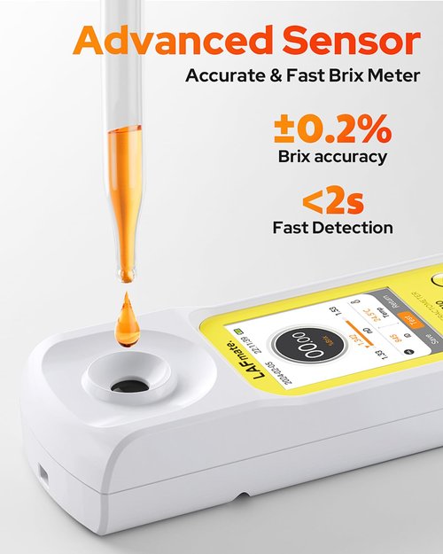 3-in-1 Digital Refractometer with ATC for Wine Making, Home Brewing, Rechargeable 0-95% Brix Meter for Coffee, Juice, Honey, Maple Syrup
