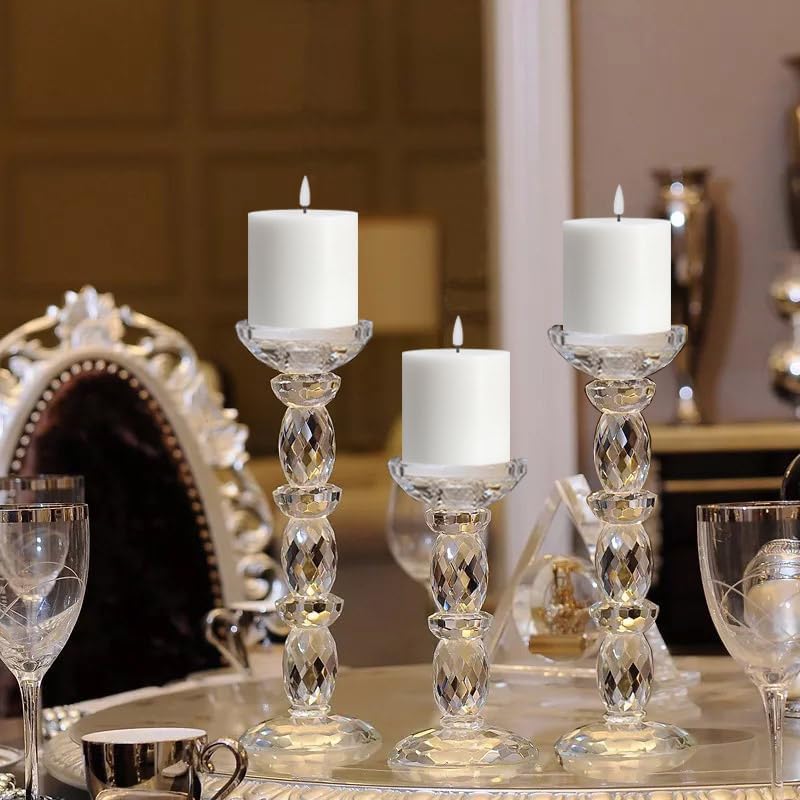 Flameless LED Candles Set of 2 - 3x3 Inch Dimmable Ivory Wax Pillars with Remote Control & Timers for Home Decor