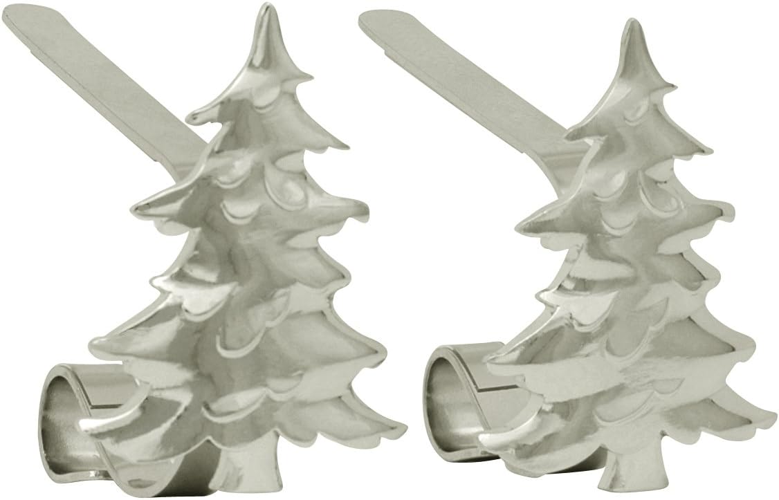 Gold MantleClip Stocking Holders Set - 4-Pack Removable ZINC Alloy Holiday Icons