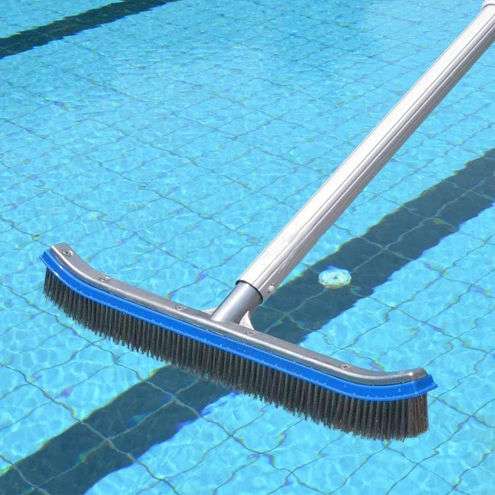 Skiennix Swimming Pool Brush - Heavy Duty 18" Aluminum & Stainless Steel for Walls, Tiles & Floors