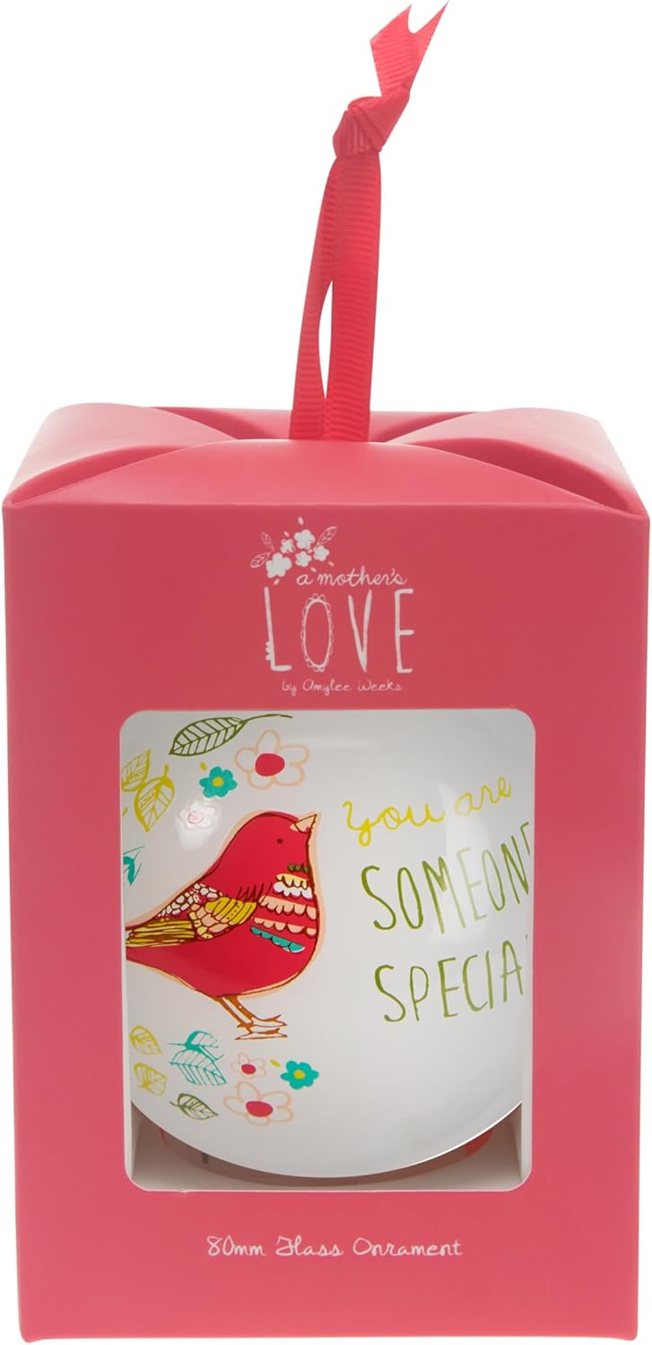 Best Mom Ever Teal Bird Floral Glass Ornament - Pavilion Gift Company 54026