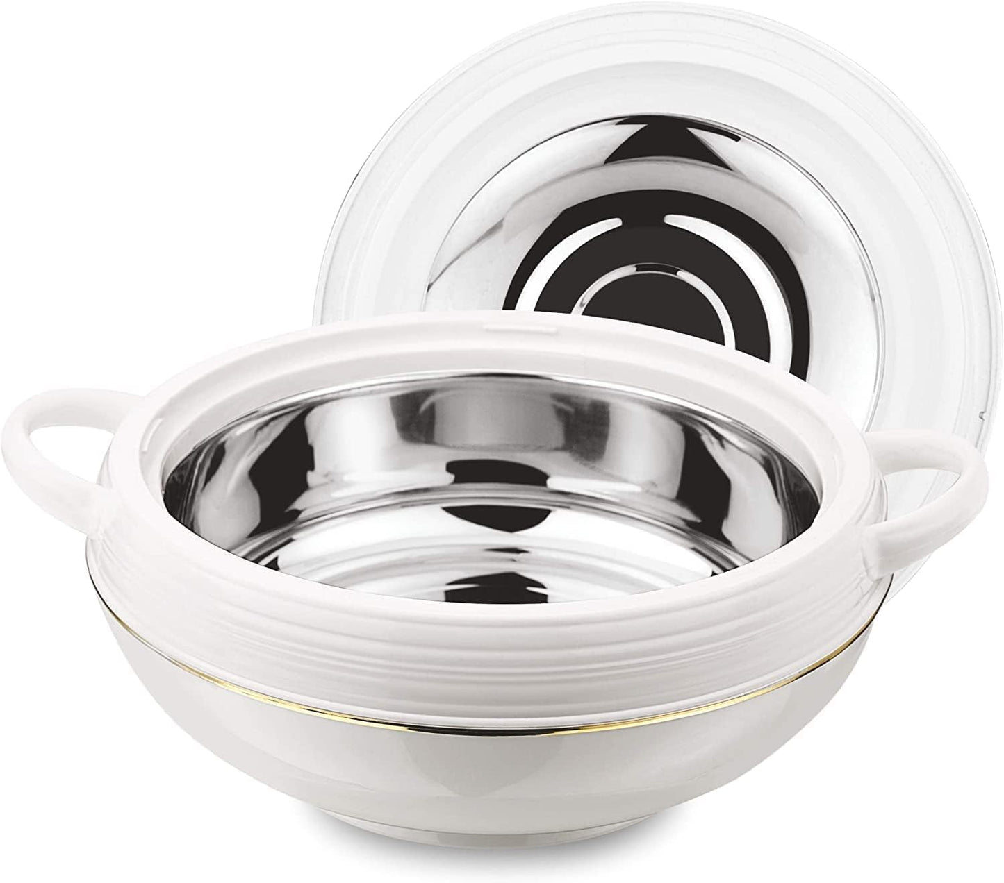 Ambiente Food Warmer Hot Pot Set Of Insulated Casseroles 1.2 1.6 And 2.5 Litre (White)