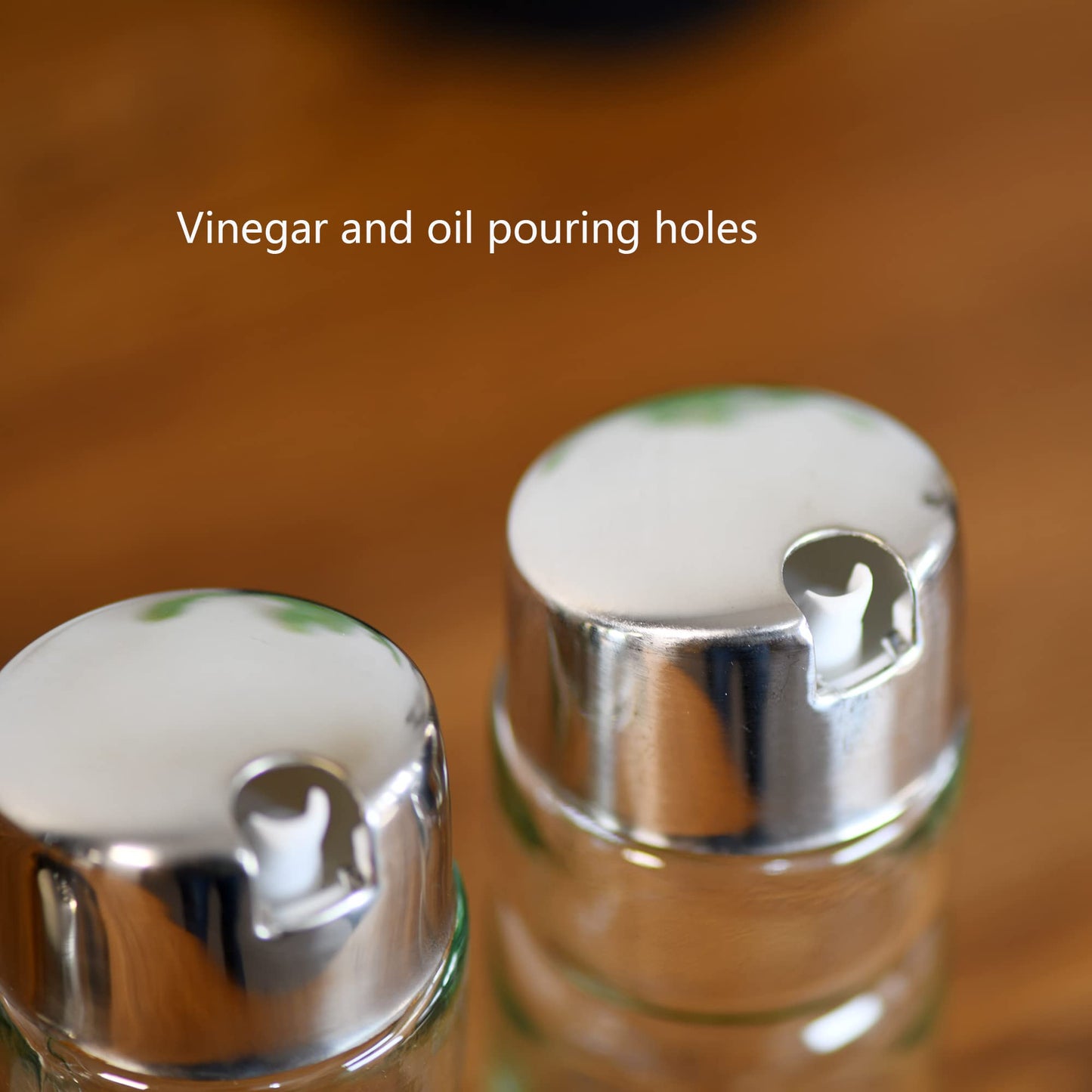 Oil and Vinegar Dispenser Set with Stainless Steel Holder,Clear Glass Olive Oil Dispenser Bottle