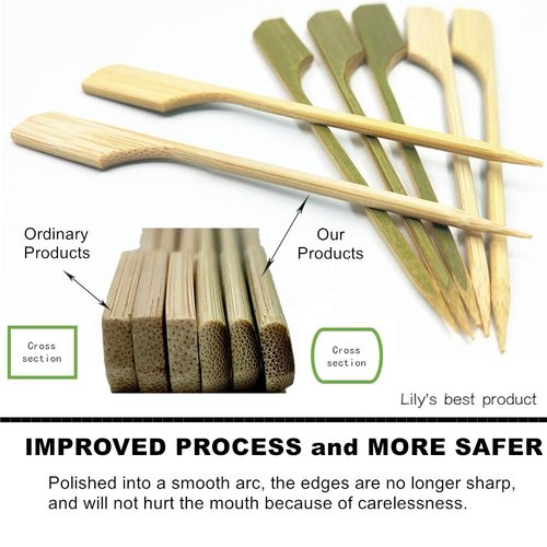 HOPELF 4.7 inch Bamboo Paddle Picks Skewers for Cocktail,Appetizers,Fruit Kabobs,Sandwich,Barbeque Snacks.Wood pick More Size Choices 3.5''/ 4.7''/ 7''/ 10'' (Pack of 100)
