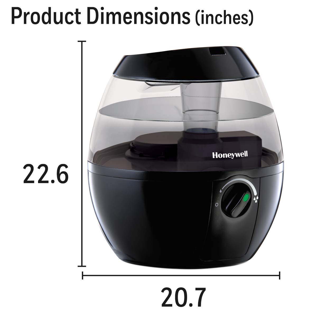 Honeywell HUL520B Mistmate Cool Mist Humidifier Black With Easy Fill Tank & Auto Shut-Off, For Small Room, Bedroom, Baby Room, Office