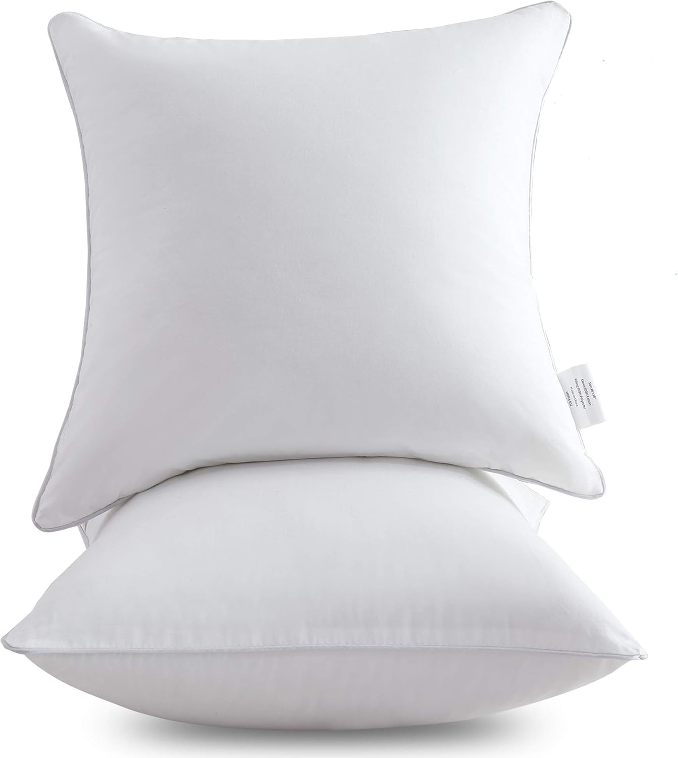 Oubonun Pillow Inserts - 18"x18" Set of 2 with 100% Cotton Cover - Decorative Throw Pillows for Sofa - White