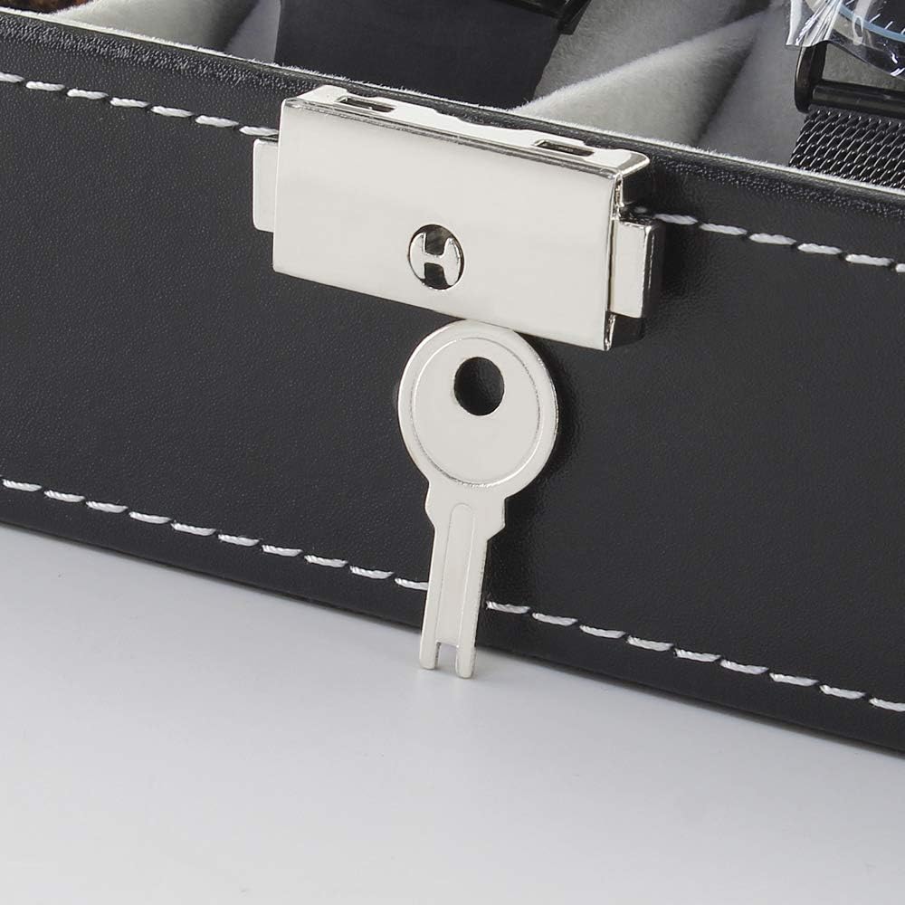 Men's Black 6-Slot Watch Box Organizer | Elegant Display & Storage Case