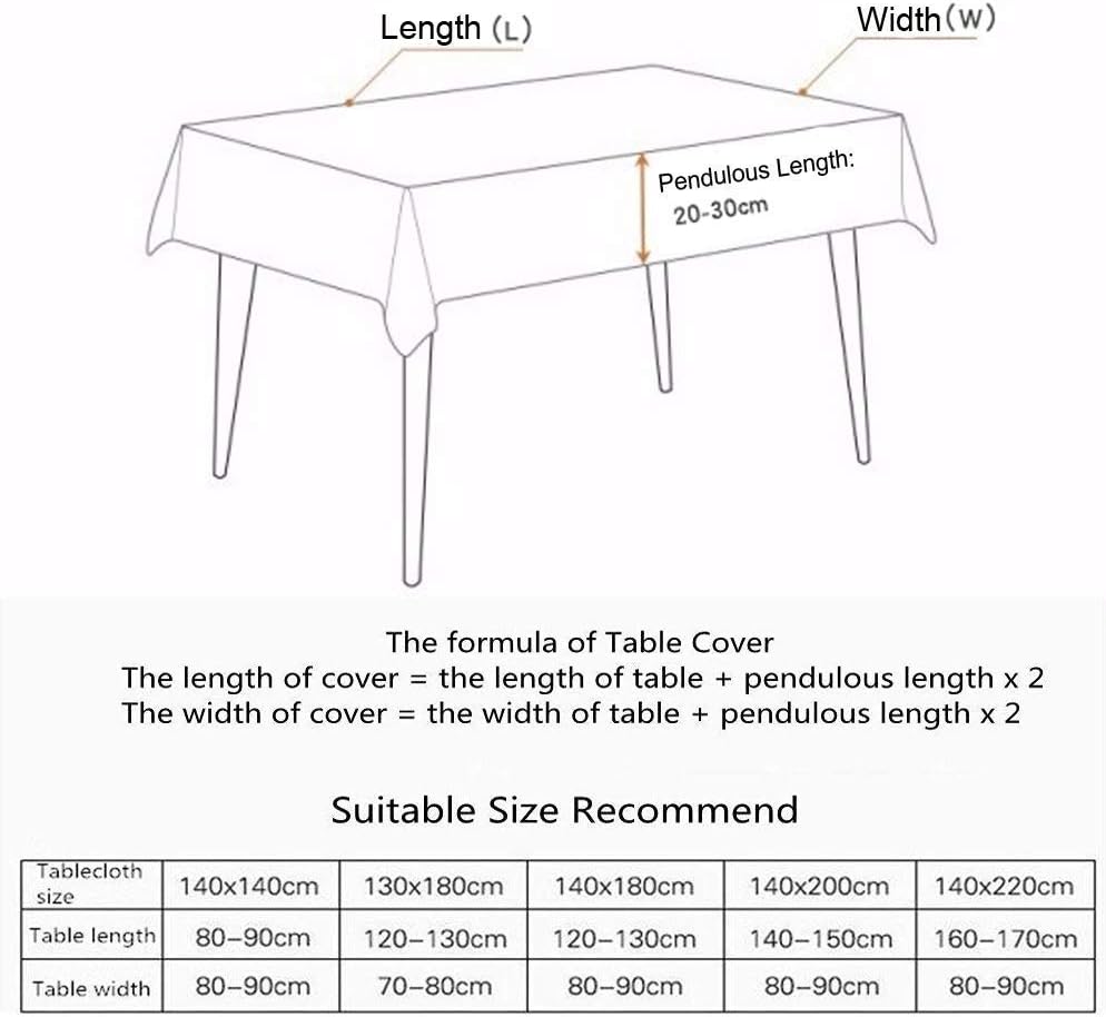 Heavyweight Cotton Linen Embroidery Tablecloth - Waterproof & Dust-Proof for Kitchen Dining (53 x 70 Inch, Rectangle/Oblong)