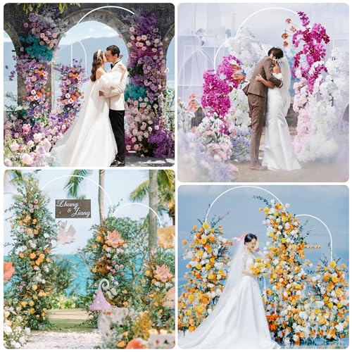 Wedding Arch Backdrop Stand Set 7.2FT & 6FT White Metal Frame - Elegant Party Decor