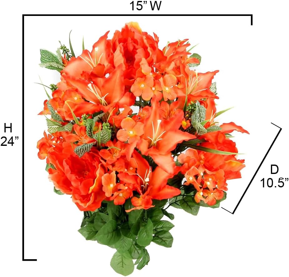 24-Stem Artificial Flower Arrangement - Mixed Roses & Carnations for Indoor/Outdoor Wedding & Home Decor - Spring Faux Flowers in Blue