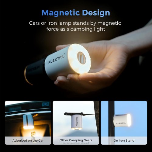 FLEXTAILGEAR Portable Air Pump - Rechargeable Inflatable Pump with Camping Lantern & Magnetic Design | 2X 4kPa