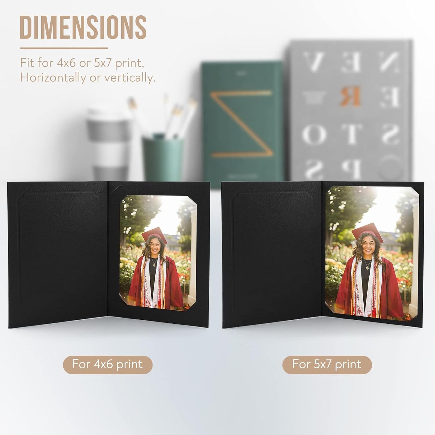 Golden State Art, Pack of 100, 6x8 or 8x10 Photo Folders, Cardboard Picture Frame, Paper Frame Cards, Greetings/Invitation Special Events: Graduation, Christmas, Wedding(Ivory)