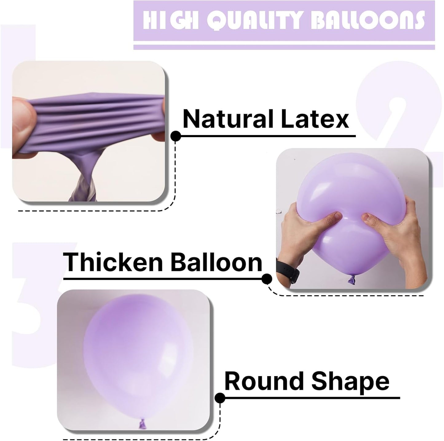 PartyWoo Lavender Balloons - 100-Piece Pack in Various Sizes for Baby Shower & Birthday Decor | Light Pastel Purple