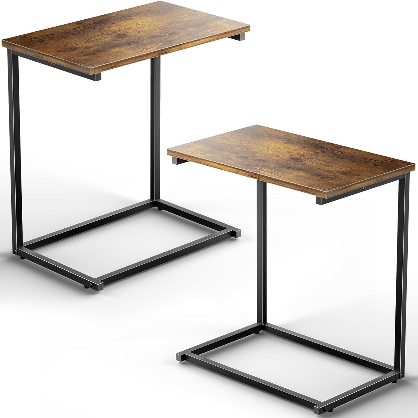 Pipishell C Shaped End Table Set of 2 - Versatile Sofa Side Tables for Living Room | 27 Inches High
