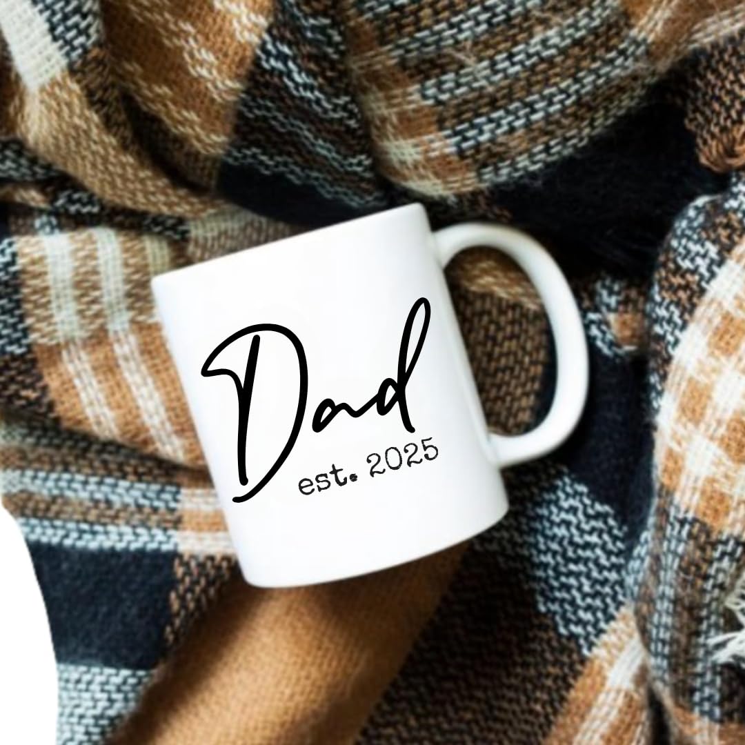 Pregnancy Gift Est 2025 -New Parents Gifts-Mommy and Daddy Est 2025 11 oz Mug Set - Romper (0-3M)-Top Mom and Dad Gift Set for New and Expecting Parents to Be New Mom Gifts for Women (Grey Bib 25)