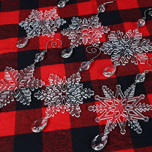 HUADODO 6 Pieces Clear Acrylic Snowflake Ornaments for Christmas Tree Decorations, 6 Inch Winter Holiday Decor
