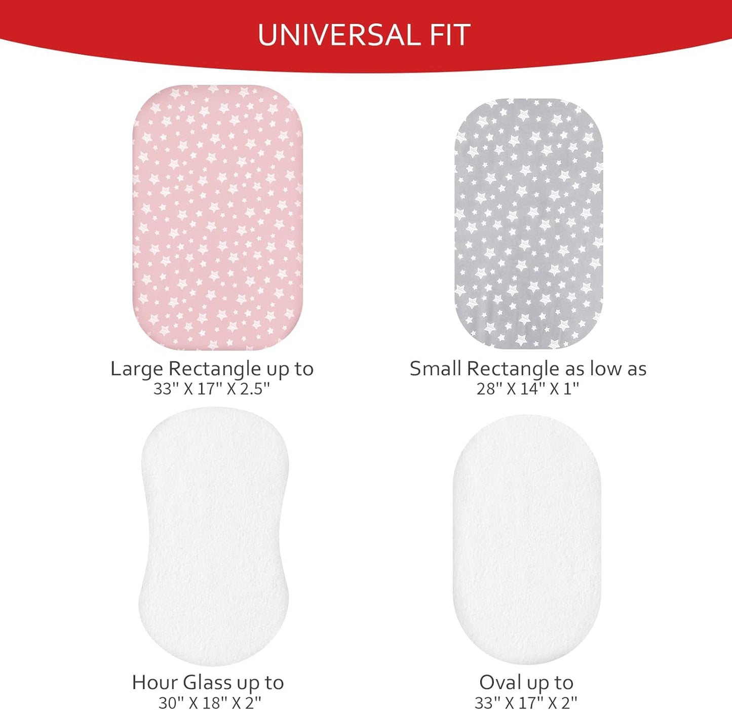 Regine Switzerland Bassinet Sheets - Waterproof Mattress Pad Protector Set | Universal Fit, Grey & Pink