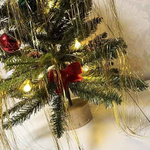 MMvolesy Gold 2000 Icicles Tinsel Fringe Strands, Metallic Foil Decor for Home, Party, Wedding, Christmas, Winter, Birthday Celebrations (100mm x 250mm)