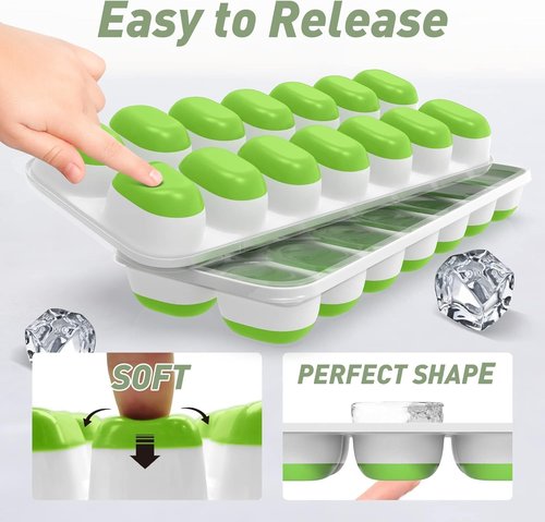 ChefAide Ice Cube Tray - Durable Stackable 3-Pack with Removable Lids | Easy-Release Plastic & Silicone for Cocktails & Coffee