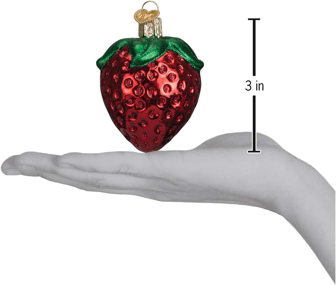Chocolate Dipped Strawberry Glass Blown Christmas Ornaments - Old World Christmas (28116)