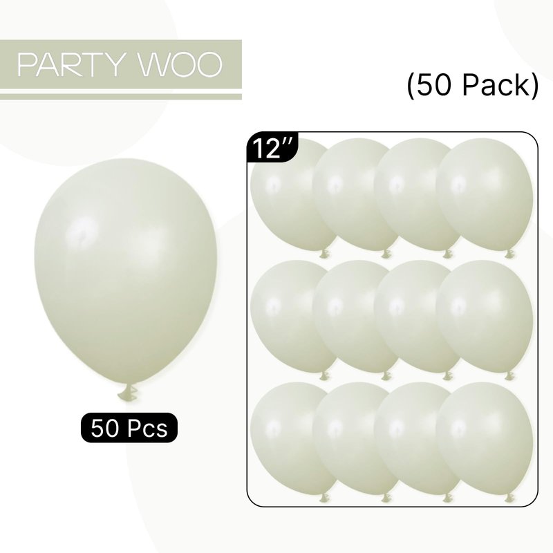 PartyWoo Sage Green Balloons 50pcs 12 Inch Boho Dusty Olive Green Latex Balloons for Birthday Baby Shower Graduation Engagement Wedding Dinosaur Jungle Golf Football Theme Party Decorations Green-F32