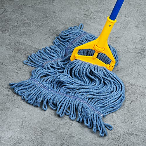 Heavy Duty Mop Heads Pack of 6 - Blue Cotton Looped End Commercial Replacements