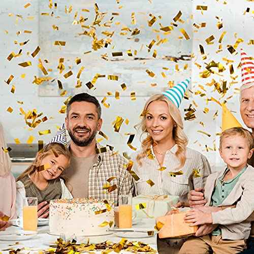 Sumind 200 Grams Gold Silver Large Metallic Confetti Rose Glitter Throwable Table Scatter Foil Confetti for Christmas Birthday Party Baby Shower Graduation Wedding Celebrations(Gold)