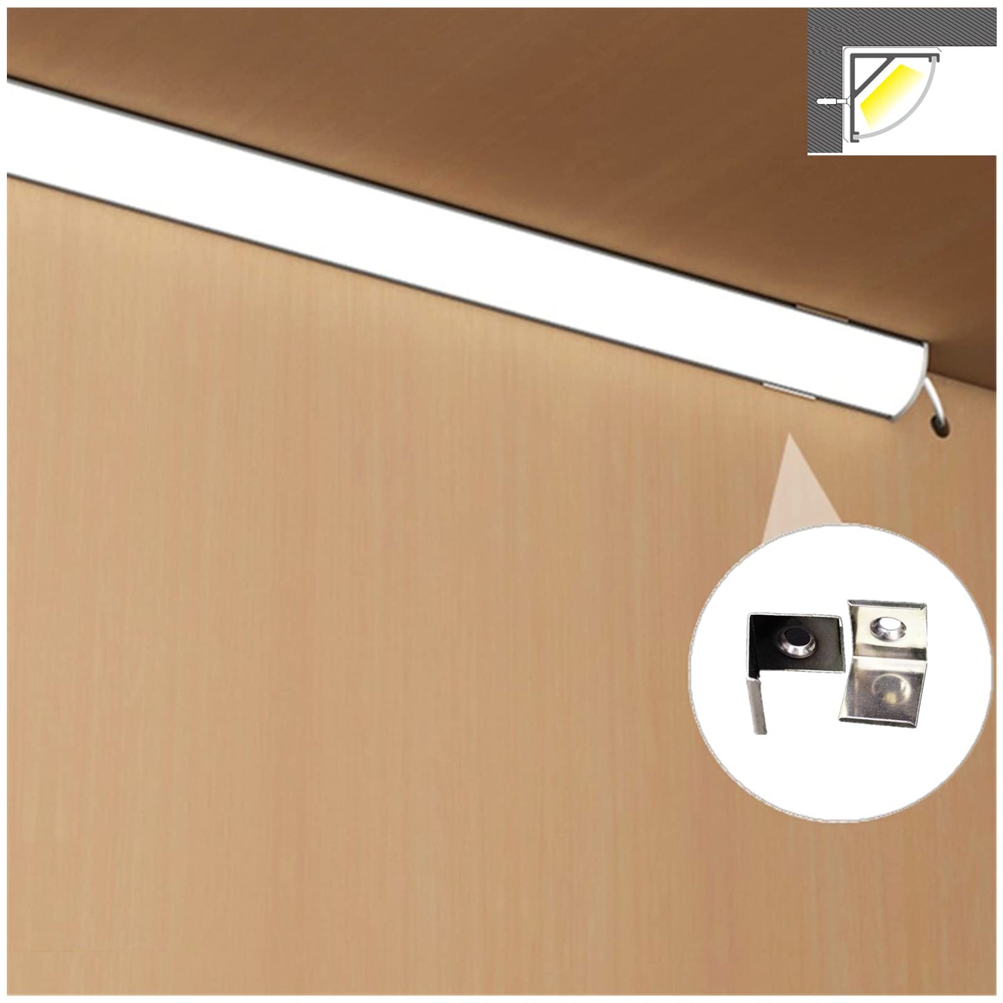 THMOOTHER UV Resistance 3.28FT V Shape LED Strip Channel Diffuser,6-Pack Aluminum Profile with Frosted Cover and Corner Connector,Tape Mounting Track for Cabinet Stairs Wall Outdoor (3.28FT, 6)
