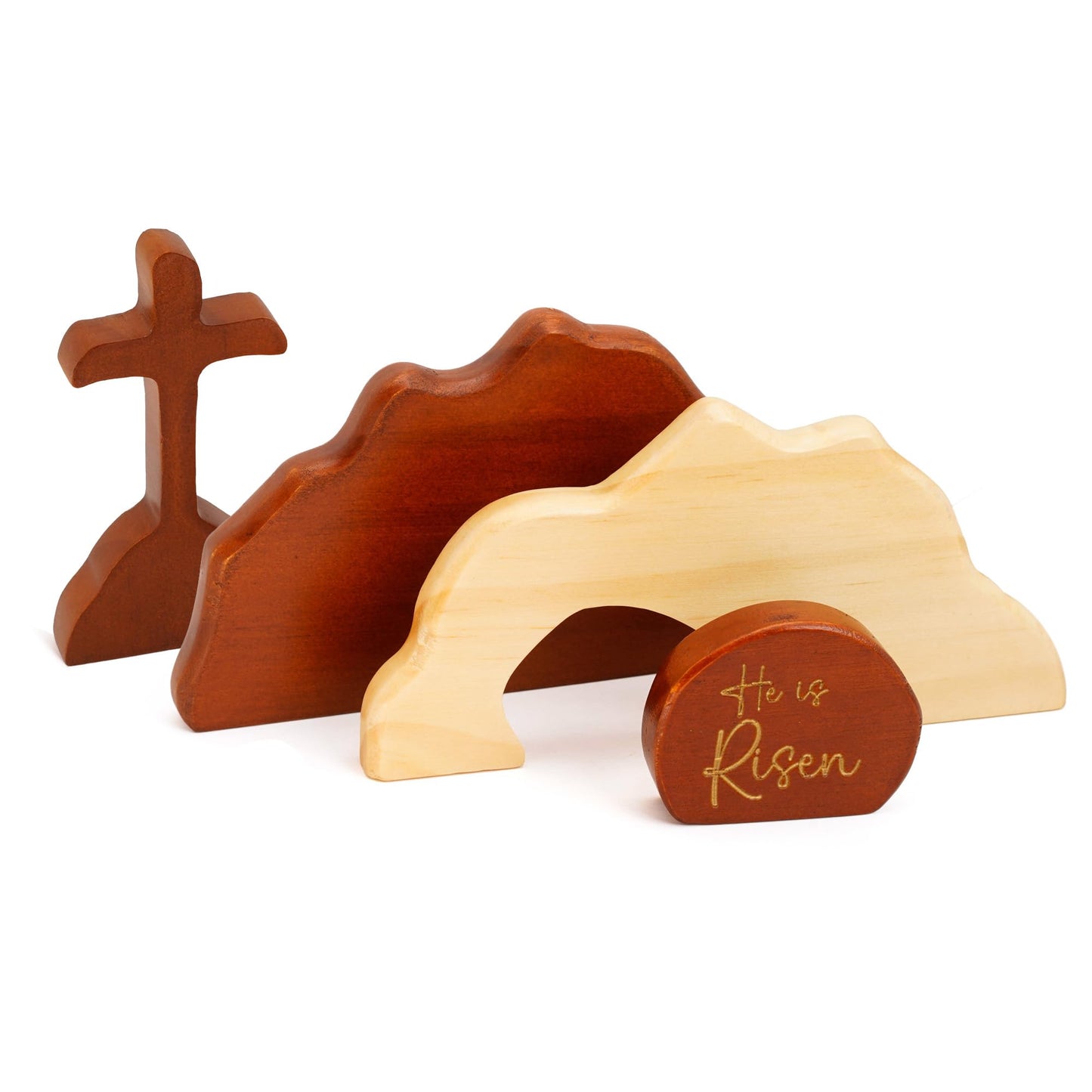 Empty Tomb Scene Spring Easter Decorations, He is Risen Natural Wood Easter Decor, Christian Resurrection Scene, Religious Easter Decorations for Home, Church, Office, He is Risen Table Decor Gifts