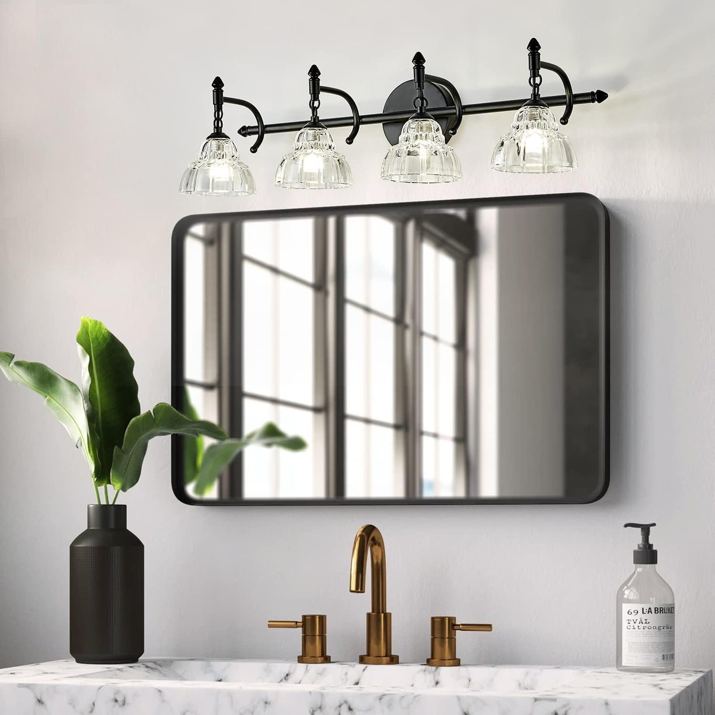 Modern Bathroom Vanity Lights - Matte Black Wall Sconces with Over-Mirror Light Fixture for Bathroom, Powder Room