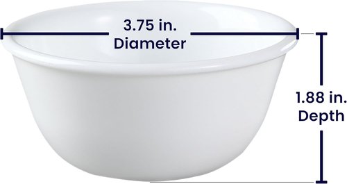 Corelle Vitrelle Ramekin Bowls Set of 6 - Chip & Crack Resistant Ceramic Bowls for Dips, Ice Cream & More | Winter Frost White