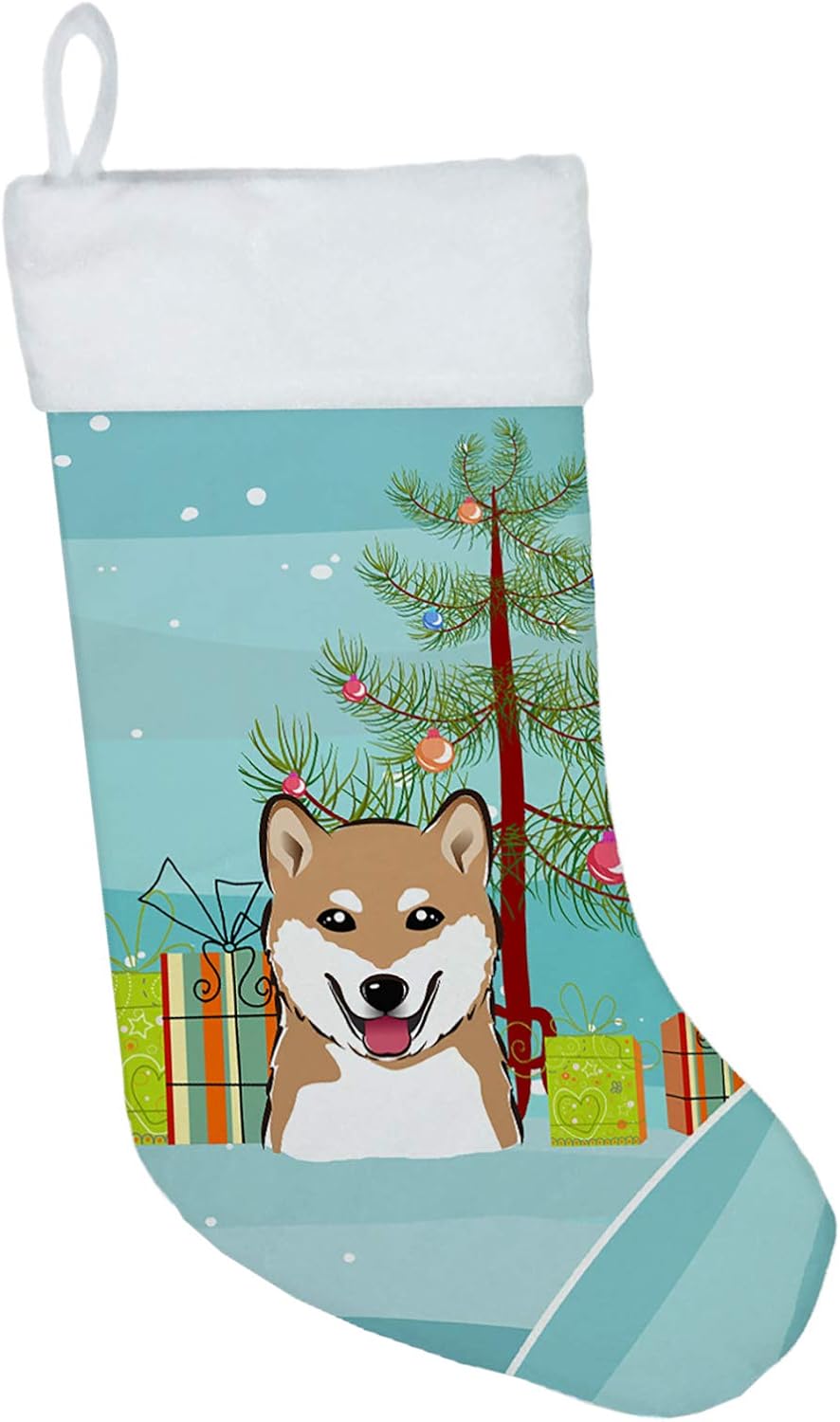Shih Tzu Christmas Stocking - Chocolate Brown Dog Holiday Decor for Fireplace