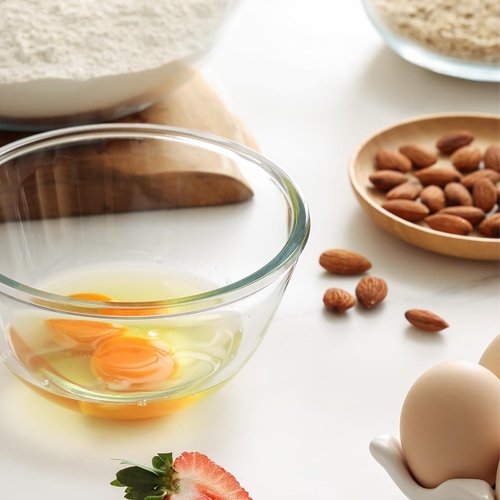 Cuiselect Glass Mixing Bowls Set - 5-Piece Nesting Bowls with Lids | Dishwasher & Microwave Safe, Various Sizes
