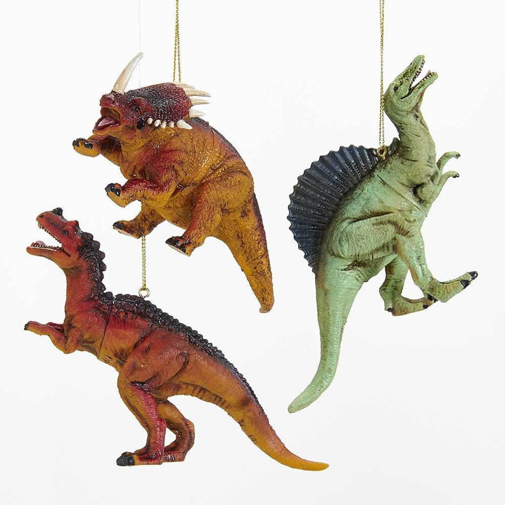 4-Inch Dinosaur Ornaments Set - Styracosaurus, Spinosaurus & Carnotaurus - Kurt Adler