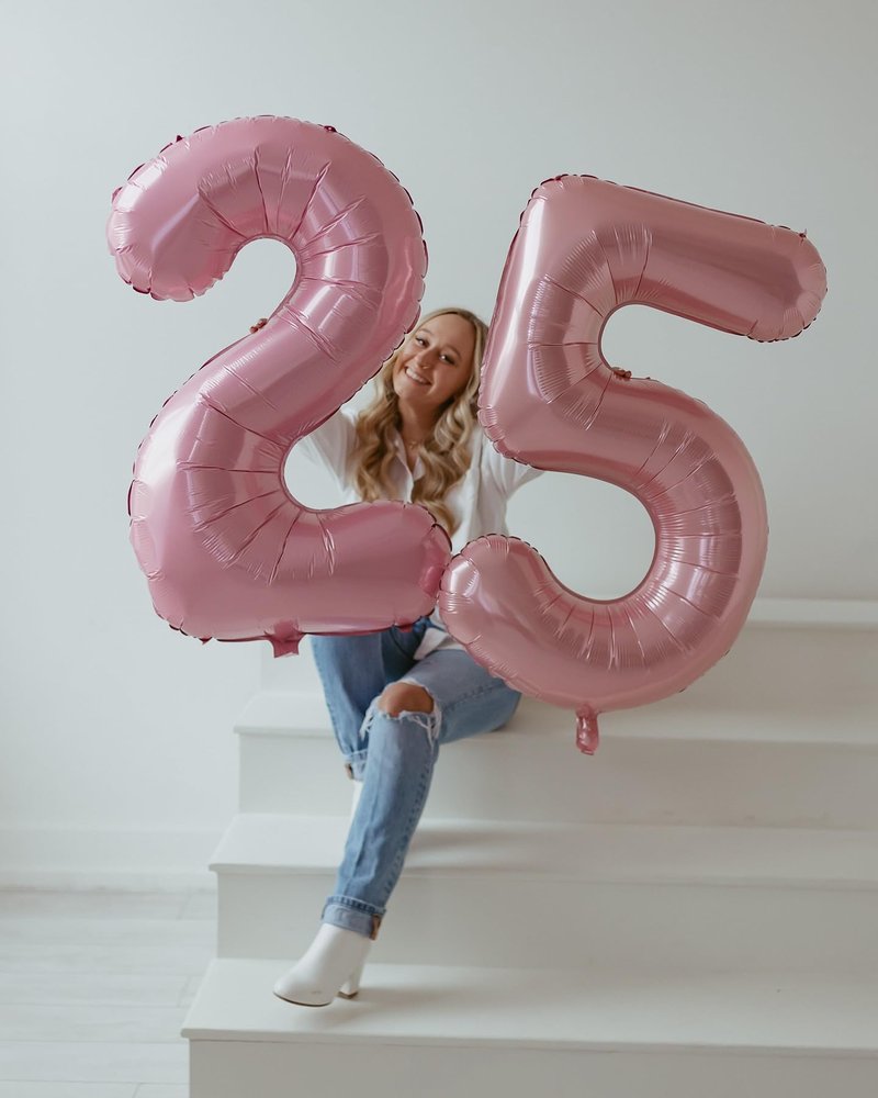 Pearlescent Pink Number 20 Balloons 40 inch, 20 Number Balloons, 20th Birthday Decorations, 20 Year Old Women Pastel Pink Party Supplies