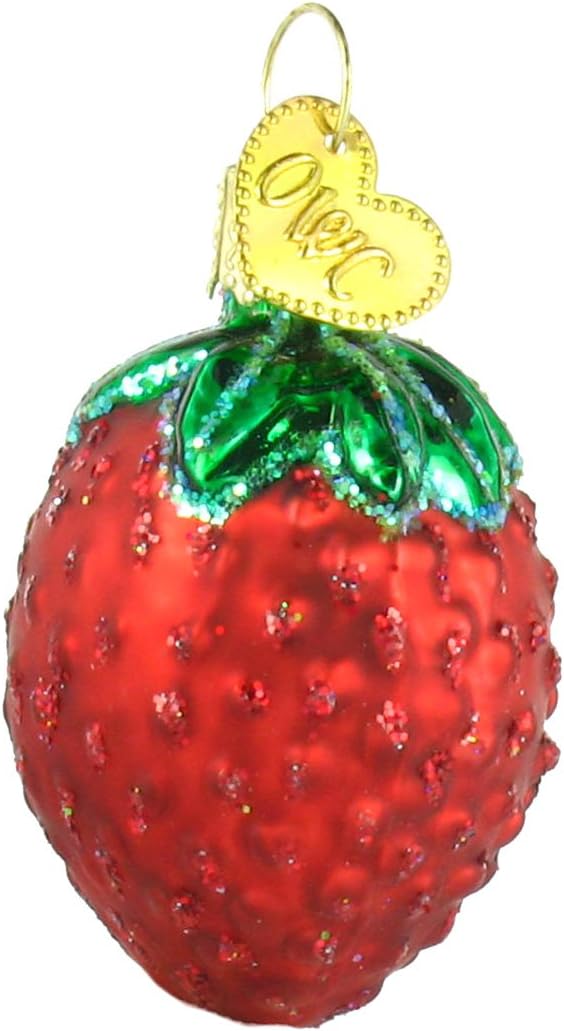 Chocolate Dipped Strawberry Glass Blown Christmas Ornaments - Old World Christmas (28116)