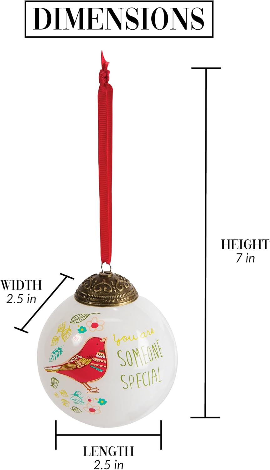 Best Mom Ever Teal Bird Floral Glass Ornament - Pavilion Gift Company 54026