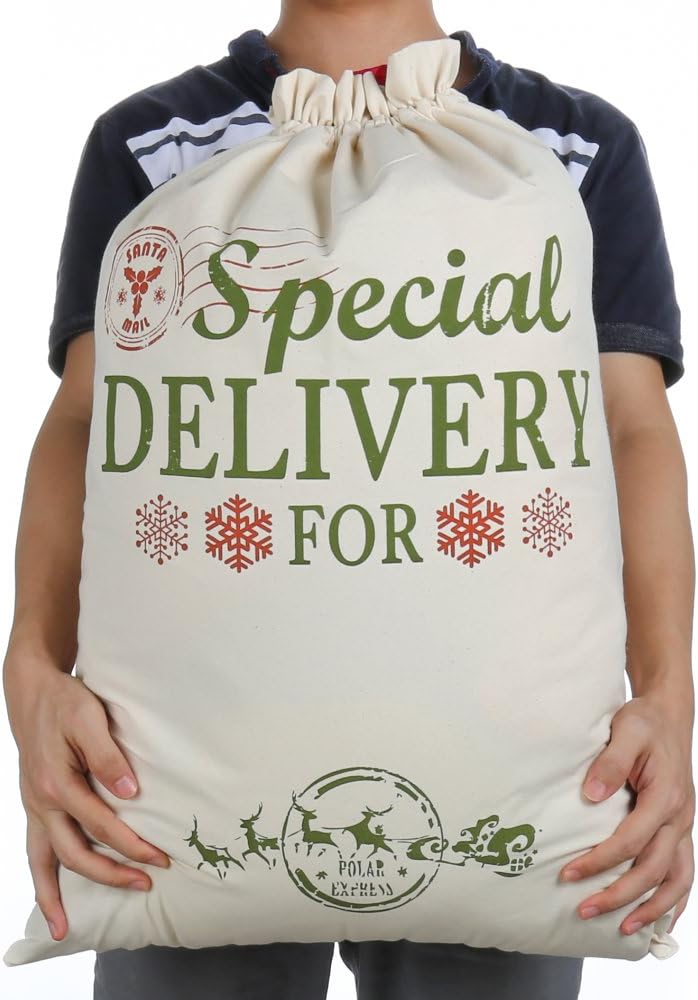 Extra Large Burlap Santa Sacks for Christmas Gifts - 19.7" x 26.8" Drawstring Holiday Bags for Kids & Decorations