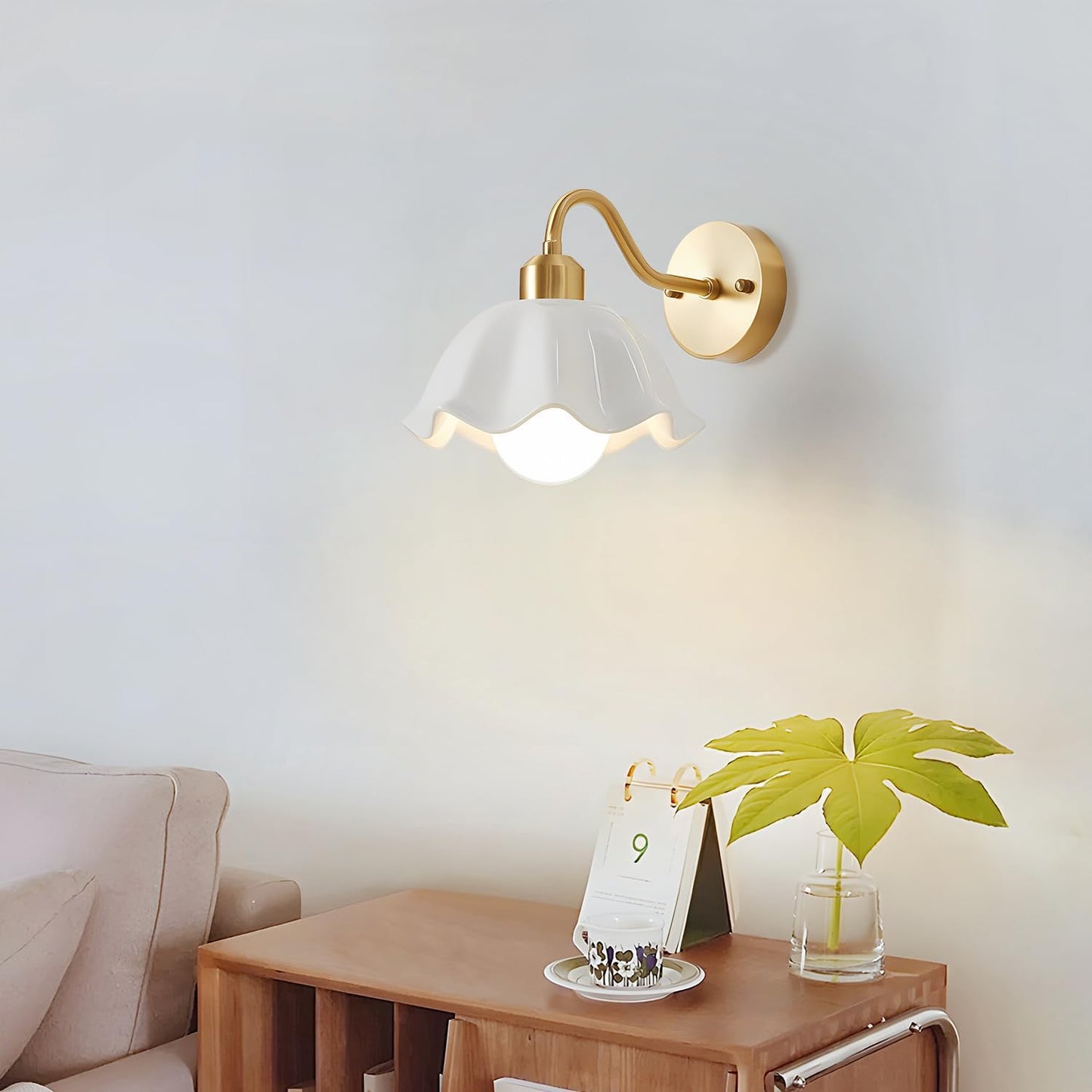Gold Wall Sconce 1-Light Modern Wall Lighting Fixture Farmhouse Vanity Sconces Lights with Milk White Glass Shade Indoor Wall Sconce Lamp Wall Mount Light Fixture for Bedroom MWL02-1A