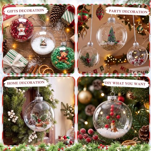 Wettarn 25 Pcs 6-inch Clear Plastic Ornament Discs with Silver Rope for DIY Christmas & Holiday Decor