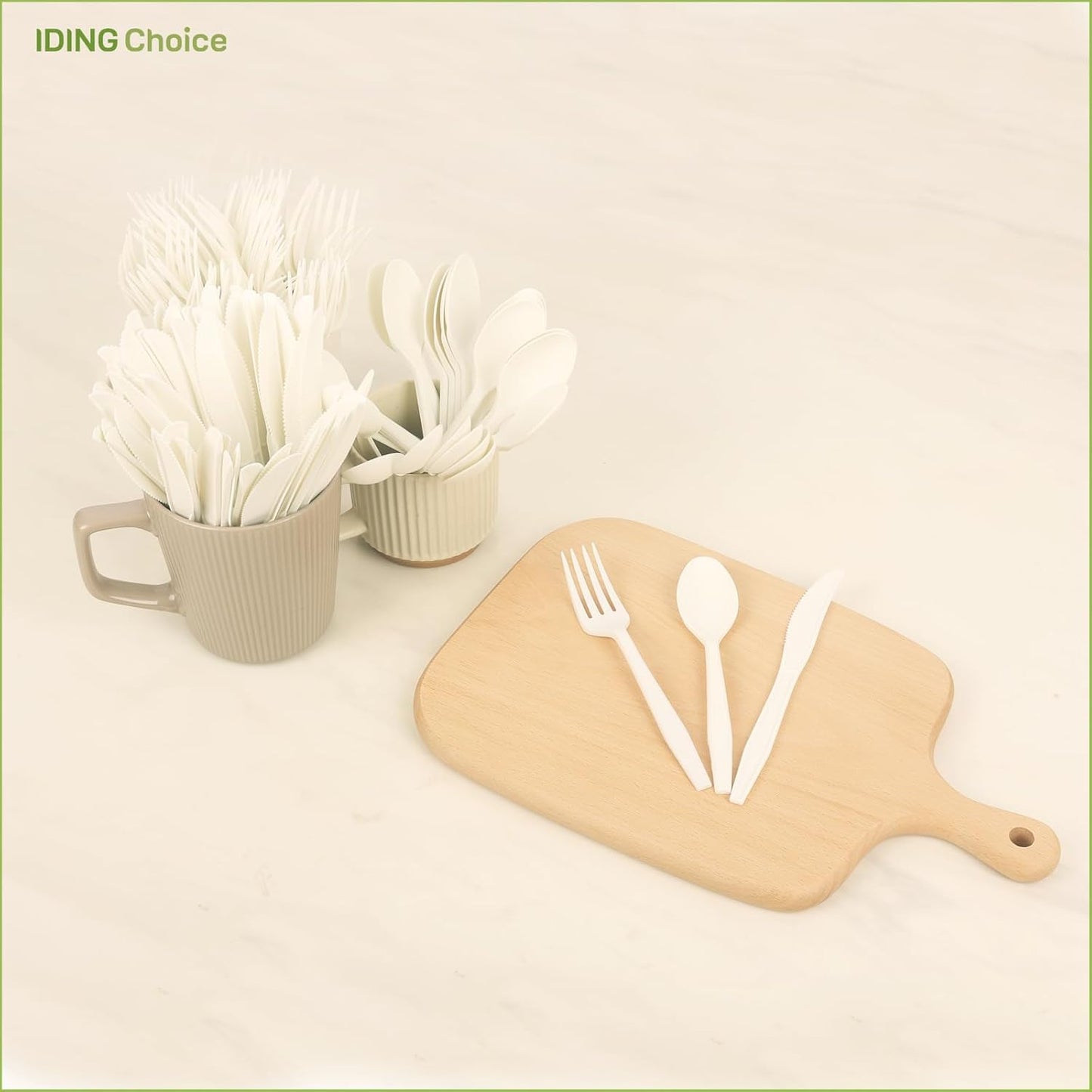 Skiennix Heavy Duty Compostable Cutlery Set - 380 Eco-Friendly Utensils for Weddings, Parties & Camping
