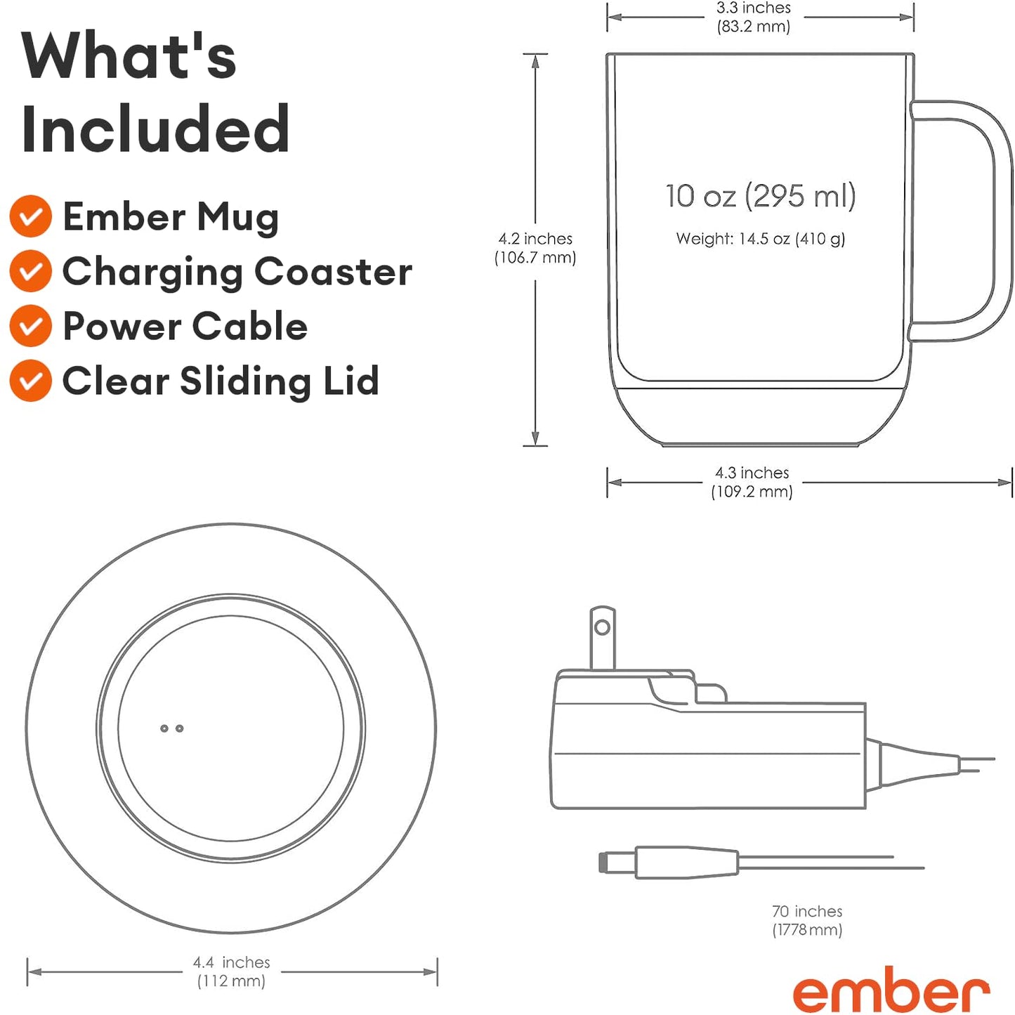 Ember Temperature Control Smart Mug 2, 10 oz Black, App Controlled Heated Coffee Cup | Double your battery life when you pair with an Ember Sliding Lid and Signature Series Cloth