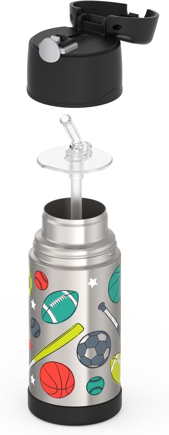THERMOS FUNTAINER Water Bottle - 12 Ounce Stainless Steel Insulated Bottle with Straw for Kids