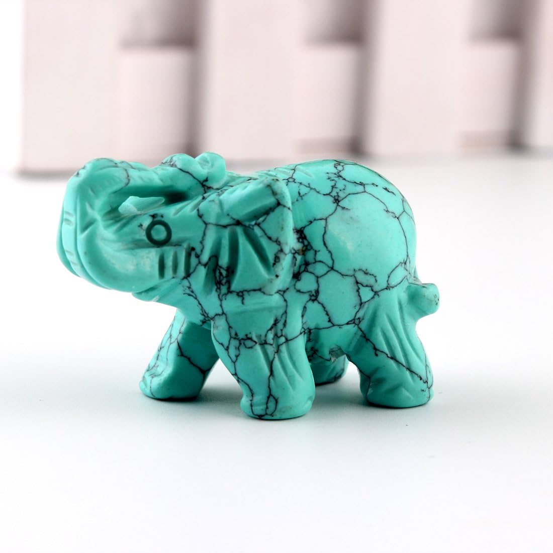 Opal Opalite Elephant Statue - 1.5" Natural Stone Carved Figurine for Chakra Healing