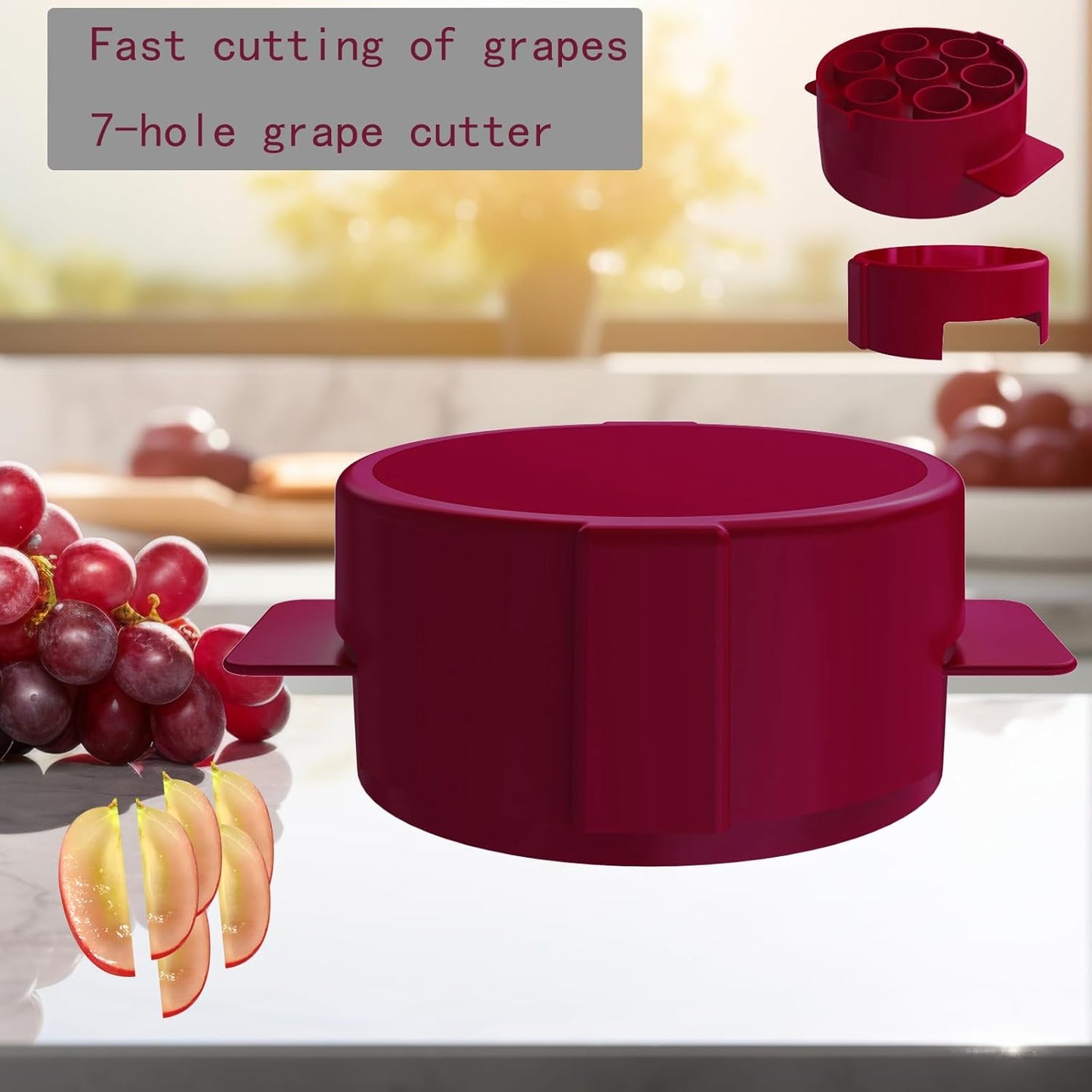 Skiennix Grape Cutter Tool - Safe Slicing Gadget for Toddlers | 7 Individual Holes for Fruits & Salad