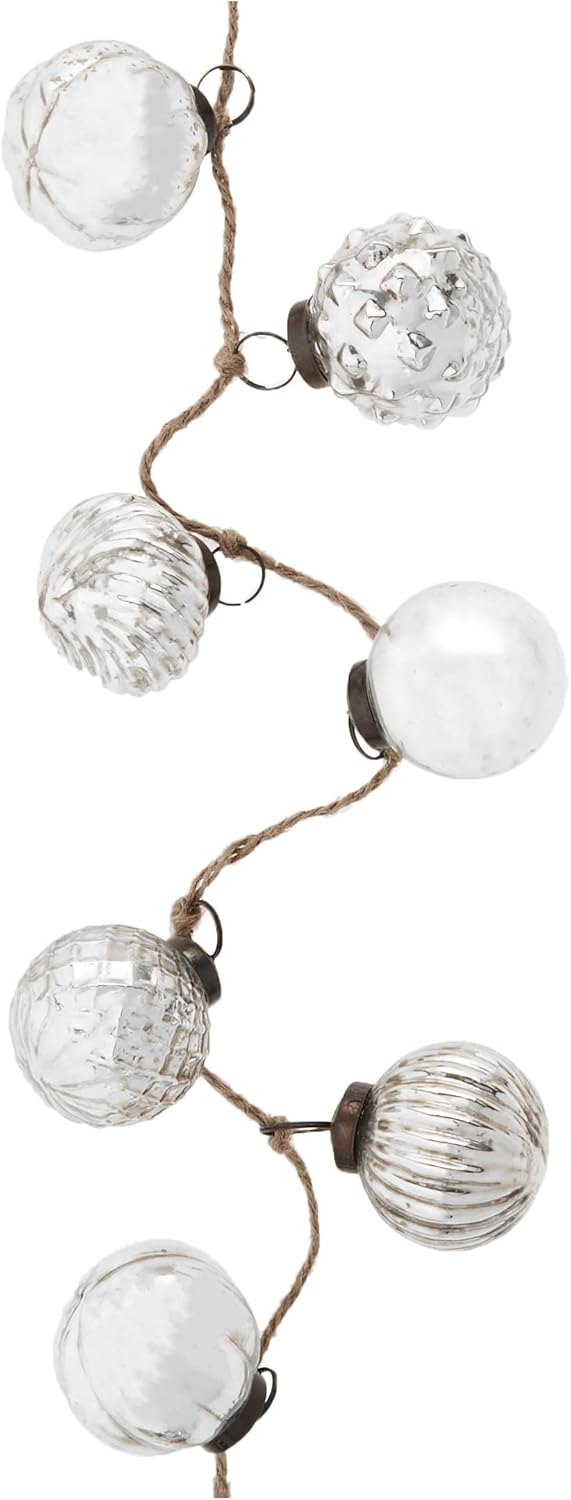 Antique Silver Mercury Glass Garland - Embossed Decorative Ornament (XC5496)