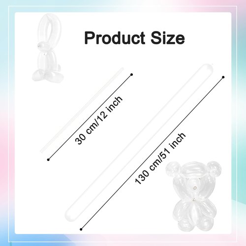 260 Balloons - Clear Long Balloons for Tying Balloon Arch | 100Pcs Skinny Stretchy Tie Balloons for Animal Making, Twisting, Attaching & Long Balloon Tying