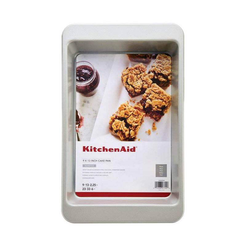 KitchenAid Nonstick Swiss Engineered Aluminized Steel Cake Pan, Dishwasher Safe, Silver, 9 x 13 Inch